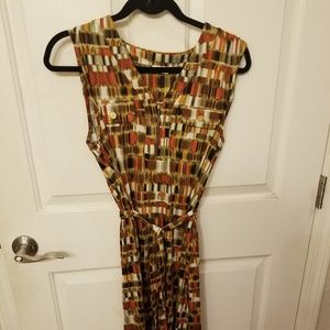 Gold multi colored dress with belt